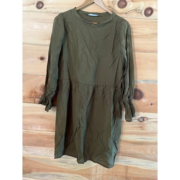 Lacausa women's olive green lightweight long sleeve dress. Anthropologie. XS - Picture 2 of 8